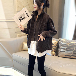 毛衣开衫外套女装春秋季宽松拼接假两件时尚欧洲站2022新款欧货潮