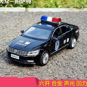 1:32大众帕萨特警车合金汽车模型声光回力玩具仿真金属车模型摆件