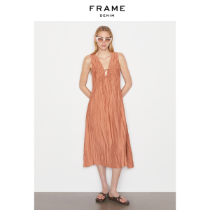 【新品】frame女中长款连衣裙系带背心裙2022秋款休闲女装