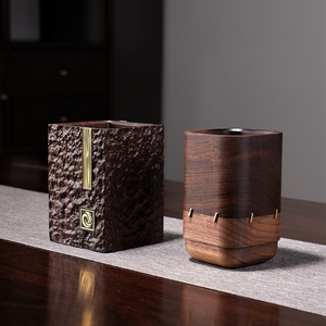个性创意黑檀木笔筒轻奢复古实木工艺品中式书房办公桌面摆件礼品