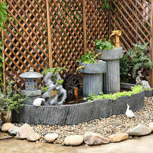 大型花园庭院装饰假山流水喷泉鱼池造景灯塔阳台客厅家居落地摆件