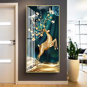 子勋 入户玄关装饰画 轻奢麋鹿走廊楼梯壁画 现代客厅餐厅竖挂画