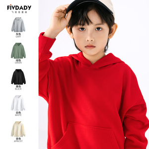 重磅秋冬男童连帽卫衣儿童红色长袖T恤韩版宽松运动休闲外套上衣