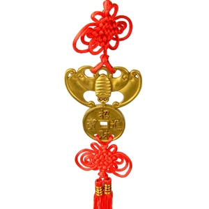 开光纯铜福鼠吊金钱挂件大小号蝙蝠招财进宝铜钱家居装饰工艺礼品