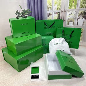 bv葆蝶家绿色礼品空盒宝缇嘉绿色手提袋靴子包装盒礼品购物纸袋子