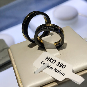 colwim kiohm小ck黑金戒指情侣对戒网红时尚个性钛钢指环男女礼物