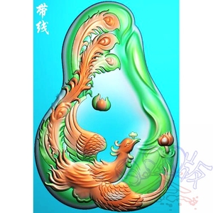 随形 凤凰 精雕图jdp灰度图bmp浮雕图玉雕图 凤0014电脑雕刻图