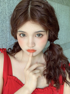 羊毛卷假发女蓬松甜美双马尾修脸长卷发法式玉米烫蛋卷头整顶发套