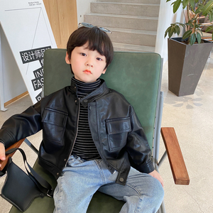 男童皮衣外套2024新款韩版儿童帅气炸街夹克上衣中小童秋装童装潮