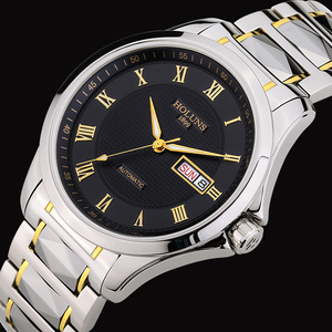 瑞士品牌豪伦诗holuns 进口机芯全自动机械男士手表 双日历男表