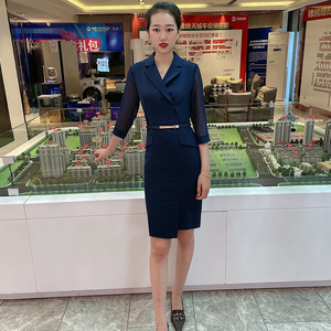 房地产工作服女连衣裙夏售楼部高端职业工装处置业顾问ol春夏套装