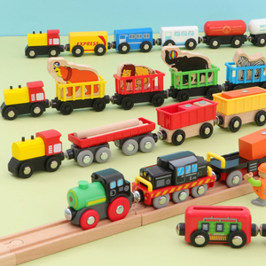 火车套装磁力玩具儿童磁性轨道滑行益智木制益智兼容木质轨道brio