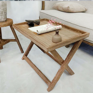 原木质定制仿古榫卯结构阳台飘窗方形小茶桌整装美式创意折叠茶几