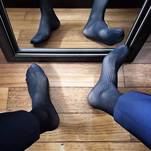 4双 男士黑丝袜薄款性感正装中长筒男袜透气日系锦纶绅士商务袜子
