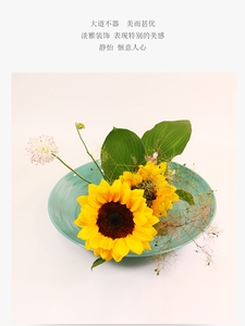 台湾塑胶花器插花大盘花盘小原流长条椭圆形中式花艺花道日式器皿