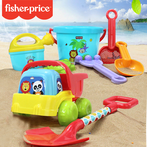 费雪儿童沙滩玩具铲子花洒挖沙桶套装宝宝洗澡挖沙决明子沙室内