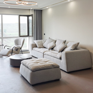 风布艺棉麻沙发羽绒现代简约实木可拆洗小户型客厅意凡家居旗舰店