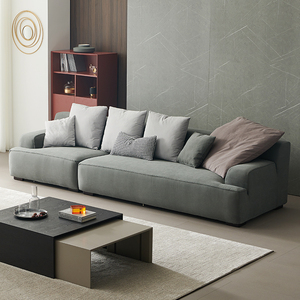 意凡北欧极简布艺沙发直排小户型客厅三人位高级灰现代简约轻奢风