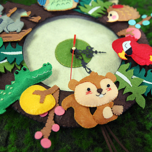 圣诞节森林party挂钟挂饰不织布手工制作布艺diy钟表材料包玩具