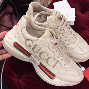 代购gucci/古驰老爹鞋男女彩虹字母经典款情侣复古厚底增高休闲鞋