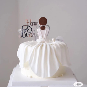 婚纱背影女神蛋糕装饰摆件闺蜜女朋友生日礼物烘焙插件女生装扮