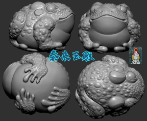 三脚金蟾模型源文件圆雕图雕刻机四轴核雕图三维立体图stl 3d打印