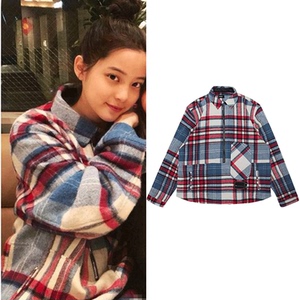 欧阳娜娜权志龙明星同款条纹格子上衣女长袖毛呢小香风韩版外套潮