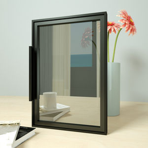 极简玻璃柜门定制窄边灰茶色超白长虹钢化铝框橱柜酒柜书柜门定做