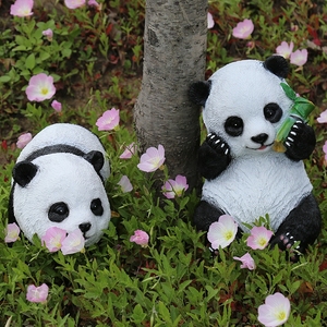 户外仿真动物卡通熊猫树脂室外创意公园草坪庭院景观装饰精致摆件
