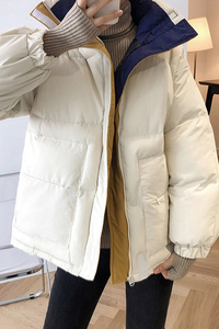 棉服2023春季新款女韩版宽松短款拼色时尚洋气加厚面包服羽绒外套