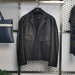 lilanz利郎正品牌男装2020新款秋冬季翻领皮衣夹克外套20qzp0061y