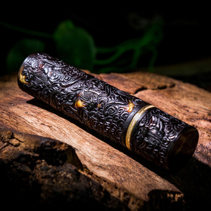 庚午文玩堂牛角雕刻牙签筒玳瑁色便携式牙签筒家用牙签盒