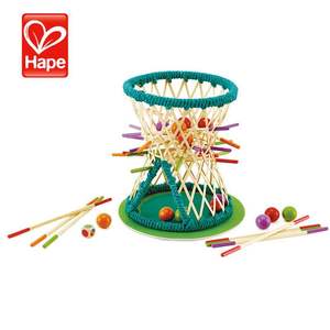 hape 竹篓掉球 E5522 儿童早教亲子创意游戏 宝宝竹制桌面游戏
