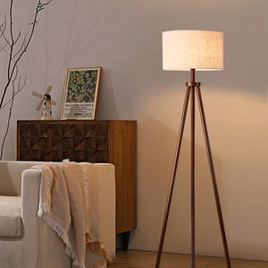 简约现代落地灯实木北欧创意客厅书房卧室床头灯复古氛围立式台灯