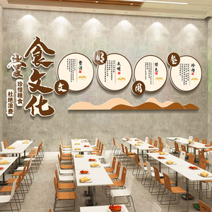 文明用餐标语食堂墙面装饰创意3d立体贴画员工餐厅饭堂文化墙挂画