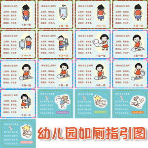 幼儿园卫生间装饰贴纸厕所如厕入厕流程步骤大小便洗手示意图墙贴
