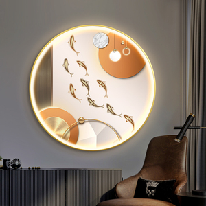 喜迹旗舰店天猫九鱼图玄关装饰画九鲤鱼风水招财墙画新中式荷花过道