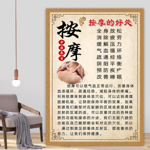 按摩的好处中医挂图养生馆图片推拿宣传画艾灸海报刮痧拔罐的功效