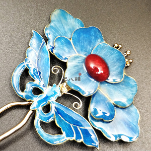 仿点翠花蝶热缩片切片手工diy发簪古风材料配件七八辣原创需抠