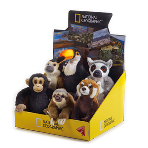 雨林系列国家地理毛绒玩具6寸仿真动物玩偶黑猩猩环尾狐猴巨嘴鸟