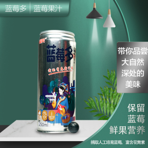 蓝莓多果汁鲜果压榨250ml*8罐装健康饮品贵州麻江特产易拉罐饮料