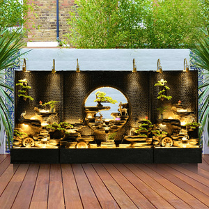 流水墙水幕墙户外庭院玄关隔断屏风酒店假山水景观摆件鱼池背景墙