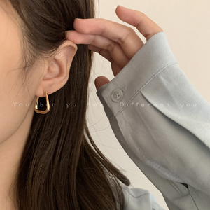几何金色不规则耳环女2024新款小众高级感耳坠方形复古耳钉耳饰品