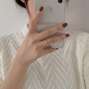 微镶锆石菱形开口戒指高级感设计师食指戒时尚个性小众独特指环