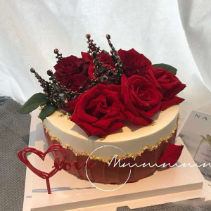 女神女王节情人节玫瑰花生日蛋糕装饰爱心插牌皇冠头饰烘焙摆件