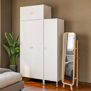 家用卧室衣柜铁皮儿童储物柜简易组装出租房小户型衣橱钢制大衣柜