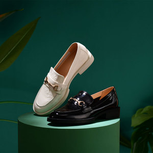 瑞贝卡女鞋正装牛漆皮复古时尚圆头通勤女单鞋2022春16xr0141