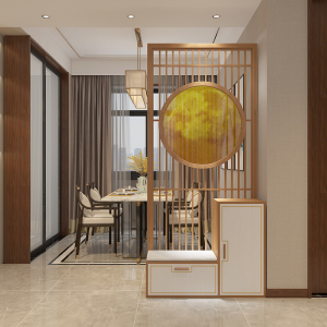 现代新中式实木屏风隔断入户玄关客厅进门一体鞋柜大厅装饰置物柜