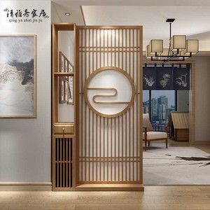 新中式实木花格镂空屏风隔断柜客厅进门置物玄关柜遮挡办公室装饰