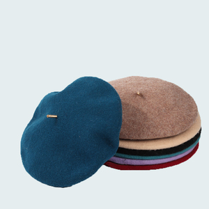 大头围贝雷帽法式复古画家帽小金标纯羊毛帽子女春秋款百搭显脸小